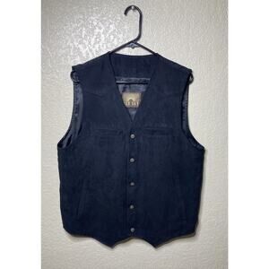 Red Sky Vest Mens Medium Sueded Black Western Cowboy Rock